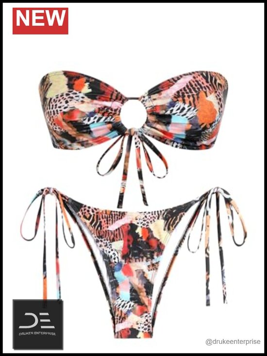 Other - O Ring Bandeau Bikini Sets for Women Strapless Swimsuits 2 Piece High Cut